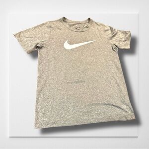 NIKE Kids Heather Gray Short Sleeve Tee, Size Large